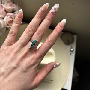 Faux Turquoise Lightning Bolt Ring